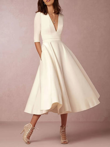 Elegant Flared Midi Dress for Summer Wedding Guest Occasions