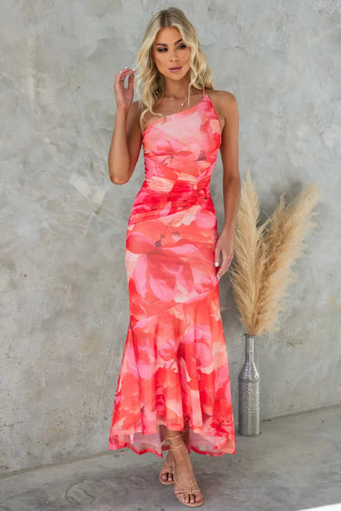 Elegant Floral Midi Dress for Warm Weather
