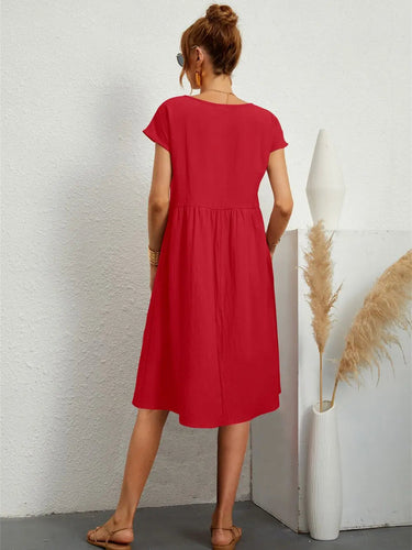 Stylish Casual Pocket Midi Dress for Everyday Comfort