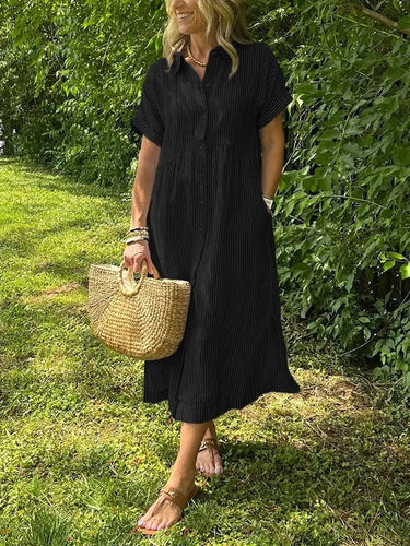 Coastal Striped Button Front Midi Shirt Dress for Effortless Days