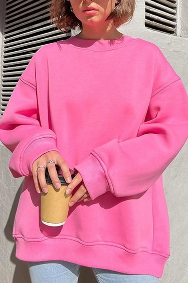Oversized Round Neck Sweatshirt – Bold Colour Relaxed Jumper