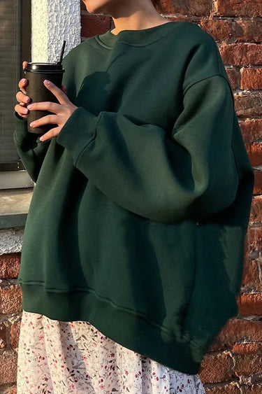 Oversized Round Neck Sweatshirt – Bold Colour Relaxed Jumper
