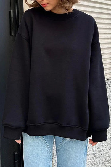 Oversized Round Neck Sweatshirt – Bold Colour Relaxed Jumper