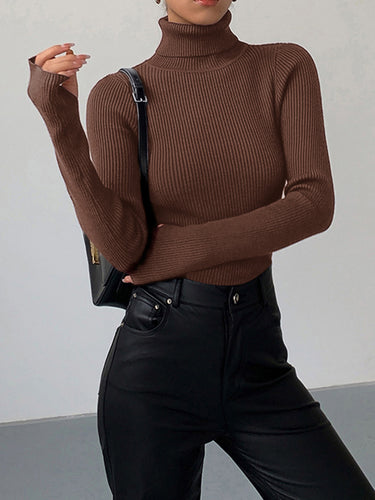 Ribbed Turtleneck Spring Sweater – Refined Knit Jumper