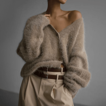 Fluffy Knit Cardigan – Cosy Relaxed Open Front Cardi