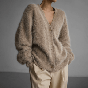 Fluffy Knit Cardigan – Cosy Relaxed Open Front Cardi