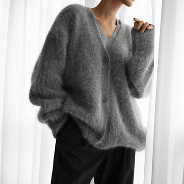Fluffy Knit Cardigan – Cosy Relaxed Open Front Cardi