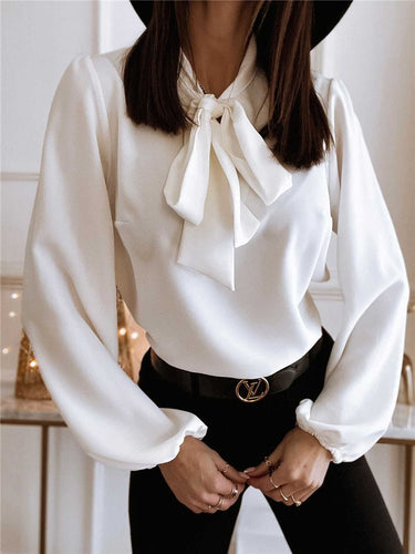 Black Bow-Neck Blouse – Long Sleeve Statement Blouse