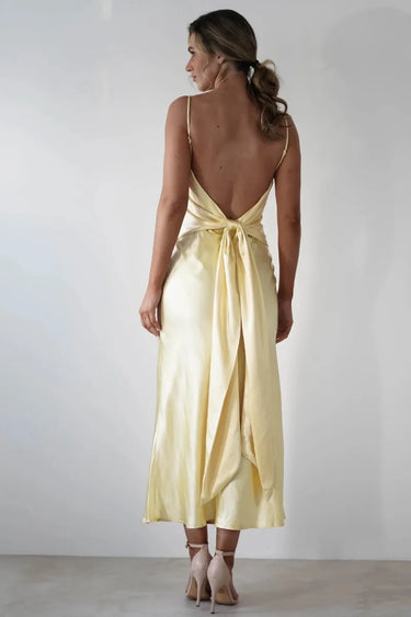 Satin Slip Maxi Dress – Draped Neckline Elegant Evening Dress