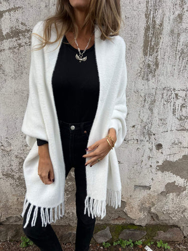 Fringed Long Cardigan – Cosy Wrap Knit Cardi