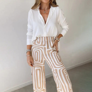 Women's Sophisticated Two-Piece Top and Trouser Coordinated Set