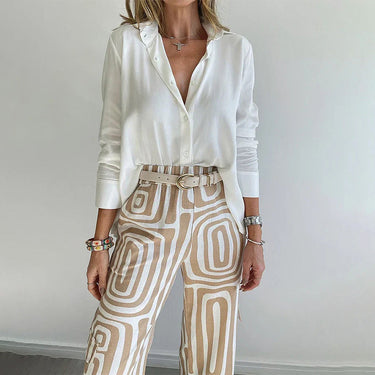 Women's Sophisticated Two-Piece Top and Trouser Coordinated Set