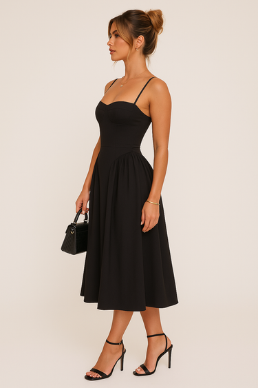 Pleated Skater Work Maxi Dress