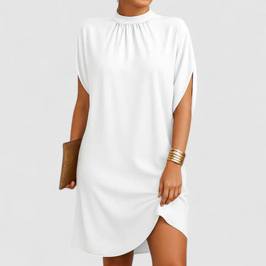 Beige Shift Mini Dress – Minimalist Loose Fit Summer Dress