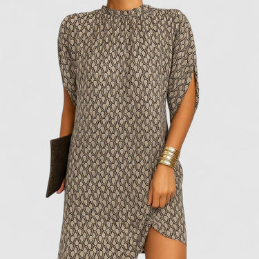 Beige Shift Mini Dress – Minimalist Loose Fit Summer Dress