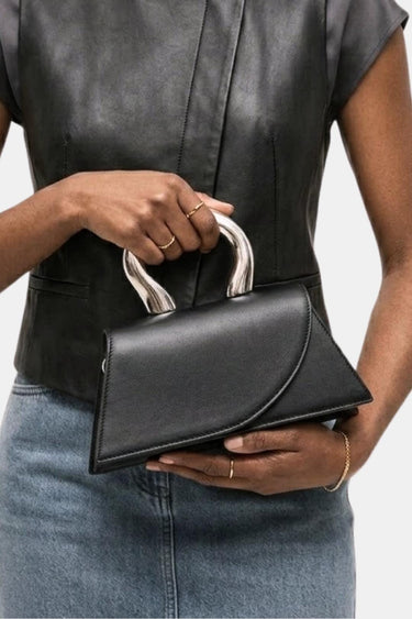 Marnie | Structured Trapezoid Tote Bag With Metal Handle