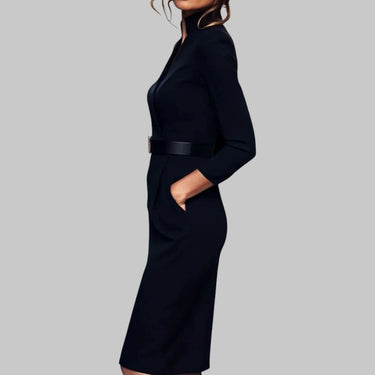 Nora | Black V-Neck Wrap Dress with Flattering Waist