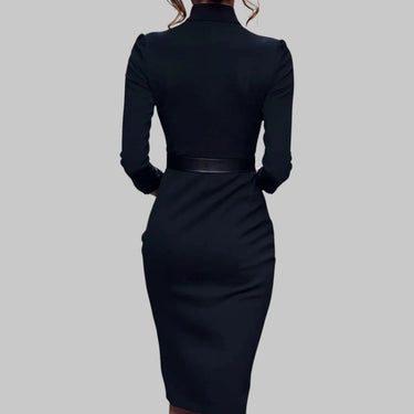 Nora | Black V-Neck Wrap Dress with Flattering Waist