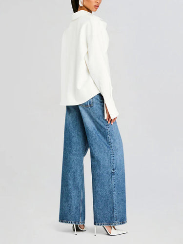 Draped Crepe Blouse – Structured Button-Down with Underbust Detail