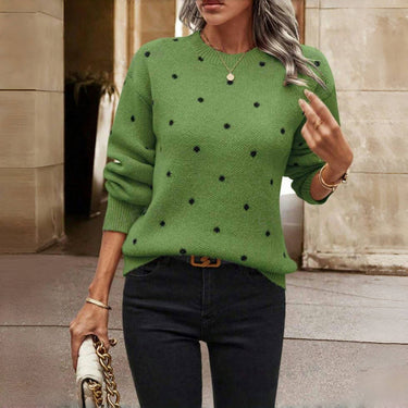 Polka Dot Knit Pullover Sweater – Cosy Playful Jumper