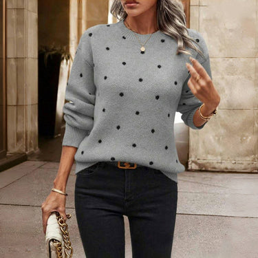 Polka Dot Knit Pullover Sweater – Cosy Playful Jumper