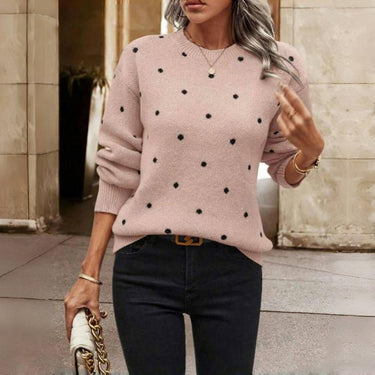 Polka Dot Knit Pullover Sweater – Cosy Playful Jumper