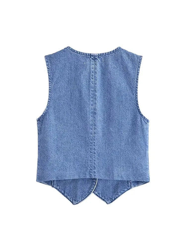 Denim Waistcoat – Structured Casual Layering Denim Vest
