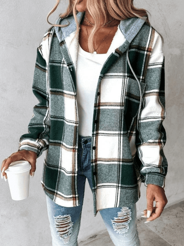 Checkered Hoodie Shacket – Plaid Hooded Shirt Jacket