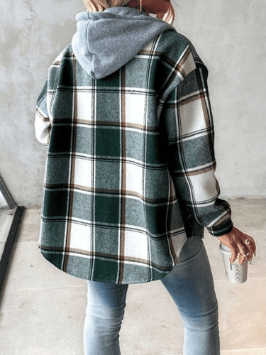 Checkered Hoodie Shacket – Plaid Hooded Shirt Jacket
