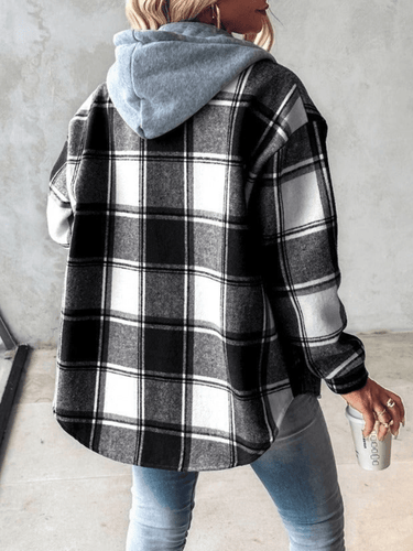 Checkered Hoodie Shacket – Plaid Hooded Shirt Jacket