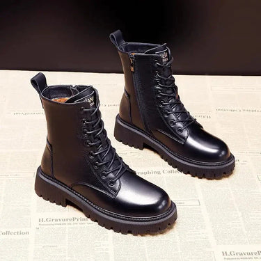 Lettice | Black Leather Boots with Non Slip Sole