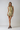 Apricot Halterneck Mini Dress – Pleated Open Back Beaded Hem Dress