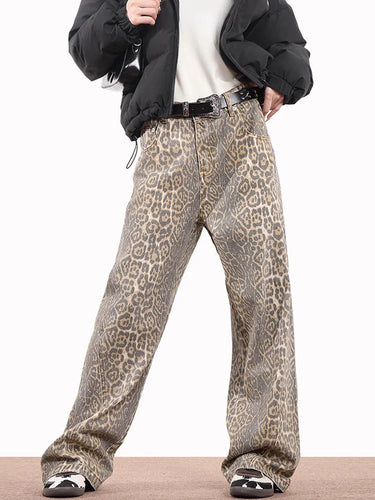 Leopard Print Wide-Leg Jeans – Bold Pattern Relaxed Denim