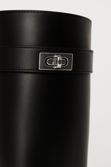 Knee-High Faux Leather Boots – Sleek Minimal Hardware Long Boots