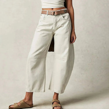 Wide-Leg Casual Jeans – Mid-Rise Relaxed Cropped Denim