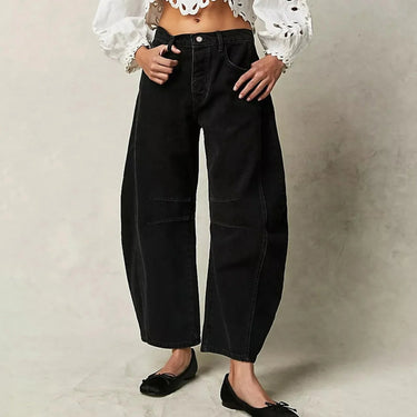 Wide-Leg Casual Jeans – Mid-Rise Relaxed Cropped Denim