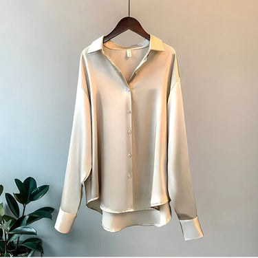 Satin Shirt Blouse – Fluid Glossy Long Sleeve Top