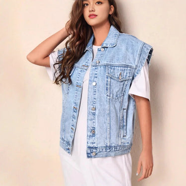 Oversized Denim Vest – Casual Relaxed Sleeveless Denim Waistcoat