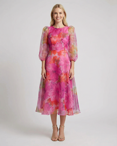 Mesh Dress – Stylish Printed Design for Office and Summer Events
