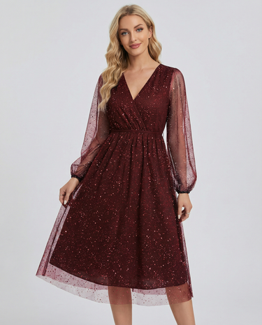 Black V-Neck Cocktail Mini Dress – Slim Fit Special Occasion Dress