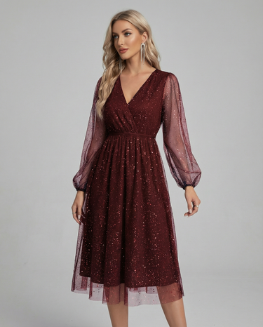 Black V-Neck Cocktail Mini Dress – Slim Fit Special Occasion Dress