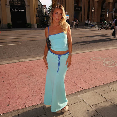 Crop Top and Maxi Skirt Set – Fitted Crop and Flowing Skirt Co-Ord