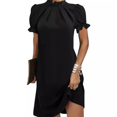 Light Blue Shirred Mini Dress – Bubble Sleeve Warm Weather Dress