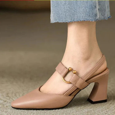 Black Block Heel Slingback Shoes – Pointed Toe Curved Heel Court Shoes