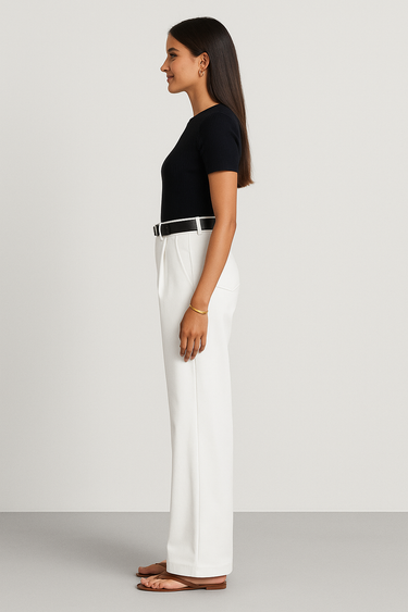 Tailored Wide-Leg Trousers – Pleated High-Rise Smart Trousers