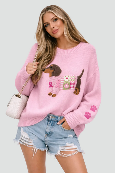Lavinia | Knitted Jumper with Embroidered Dog Motif