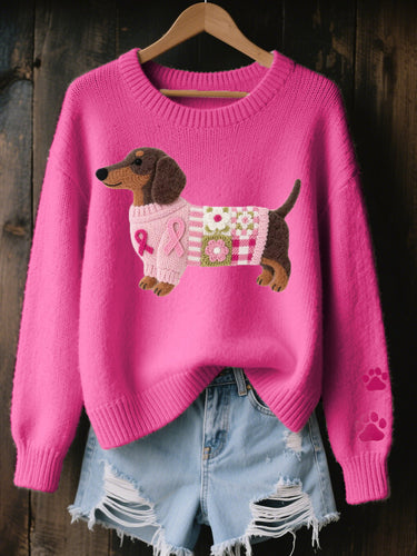 Lavinia | Knitted Jumper with Embroidered Dog Motif