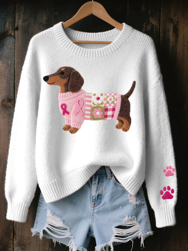 Lavinia | Knitted Jumper with Embroidered Dog Motif