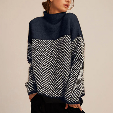 Chevron Turtleneck Sweater – Cashmere Blend Patterned Jumper