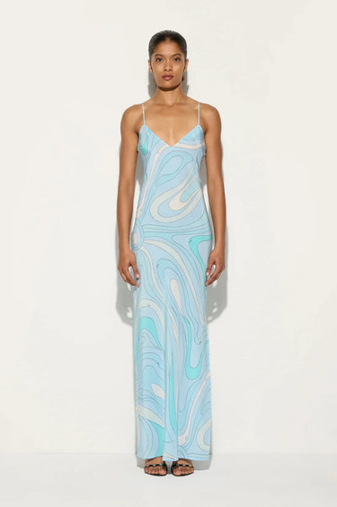 Printed Slip Maxi Dress – Sleek Evening Silhouette Dress for Women